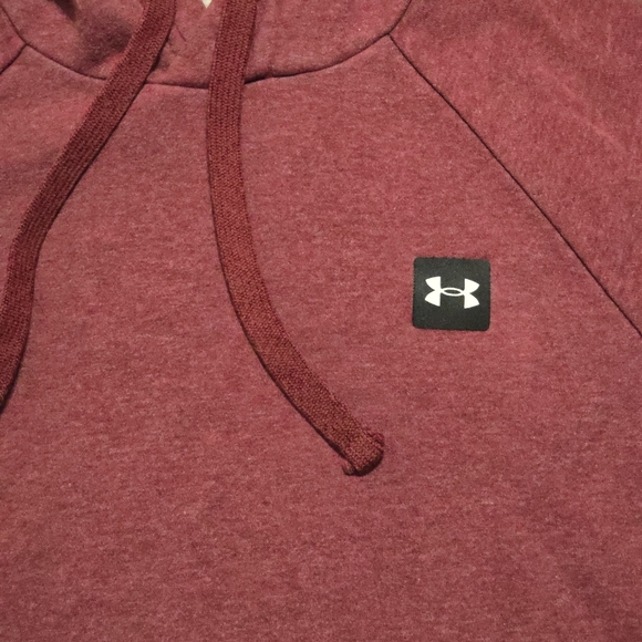 Under Armour Rival Fleece Pullover Hoodie Men's Small Maroon Hooded Sweatshirt - Picture 3 of 4